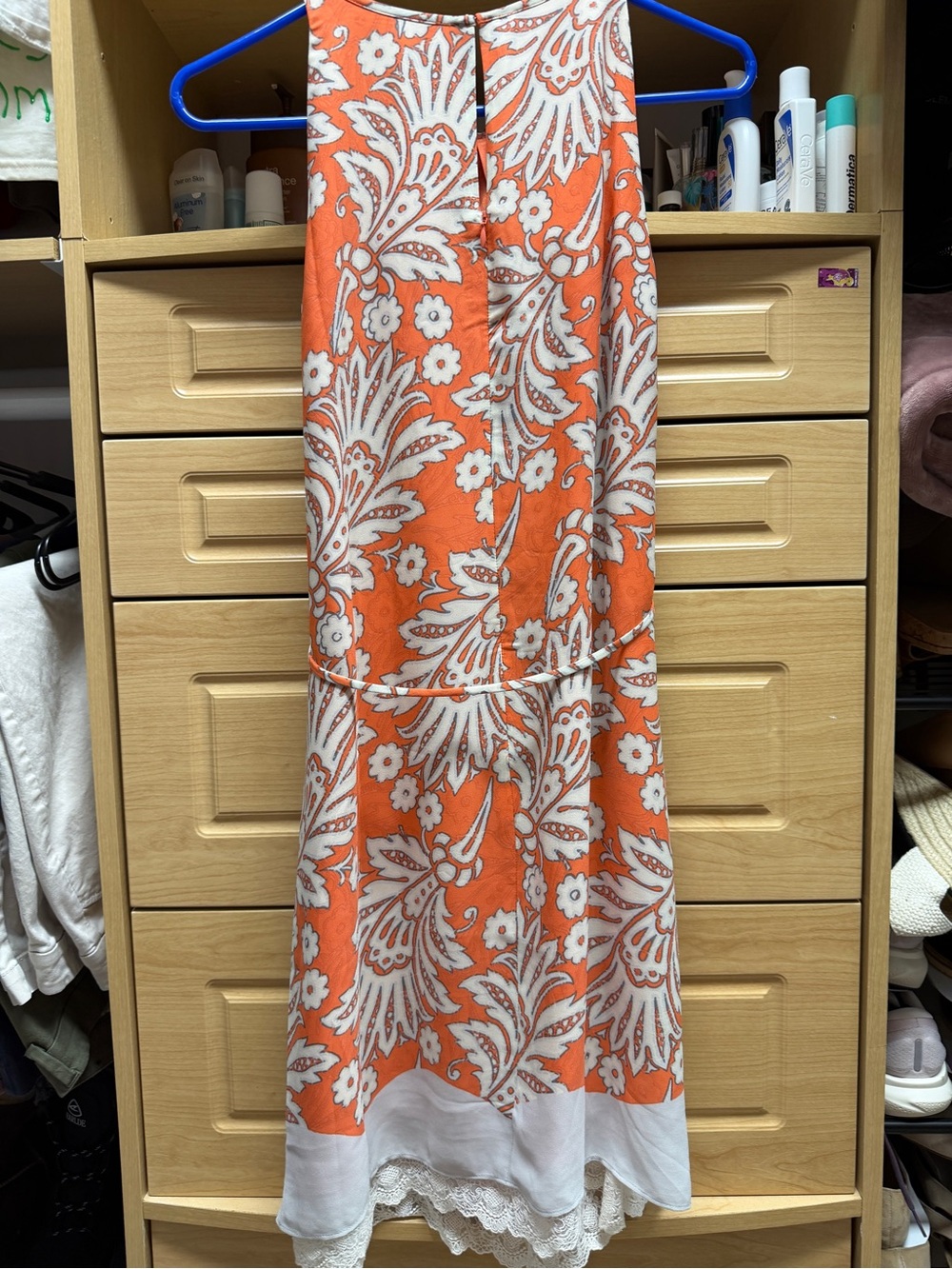 LOFT Orange and White Floral Maxi Dress